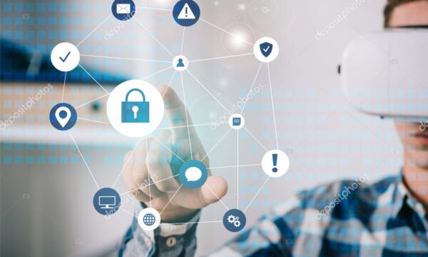 photo of a man virtual reality headset pointing